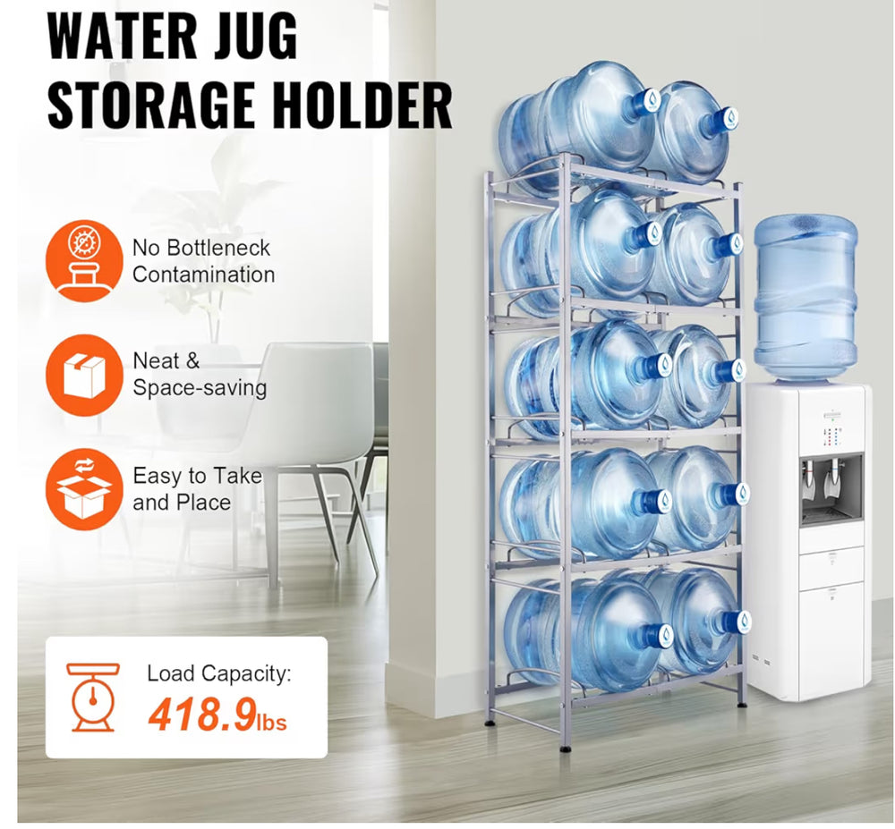 10-Bottle Water Jug Storage Rack | 5-Tier Holder for 3 & 5 Gallon Bottles | Express Water GTA