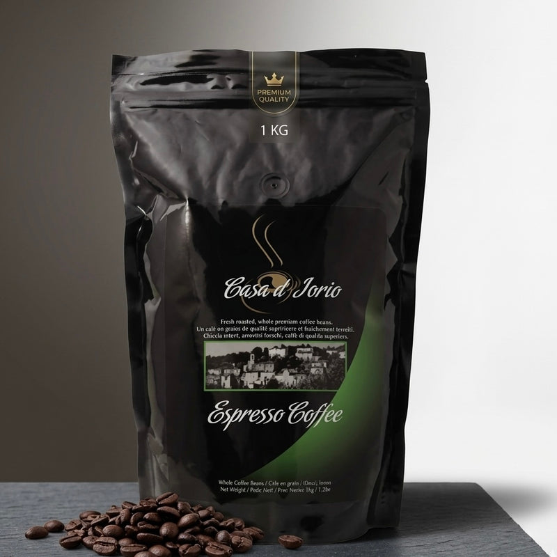Casa d’lorio Premium Espresso Whole Bean Coffee - 1kg Bulk Bag | Professional Office & Breakroom Blend | Medium-Dark Roast
