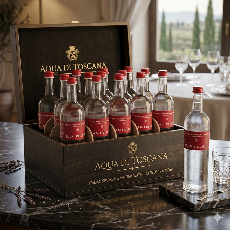 750 ml Italian Sparkling Mineral Water Case (Aqua di Toscana)